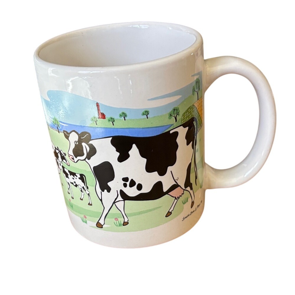 Vintage Seaside Cows Ceramic Coffee Mug Cup by E. Rosen (1998)
